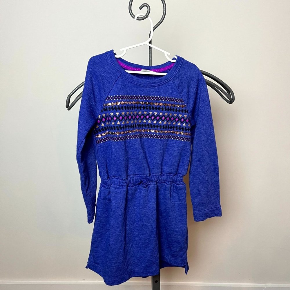 Cat‎ & Jack Girls Sweater Dress Size 6 Blue with sequins